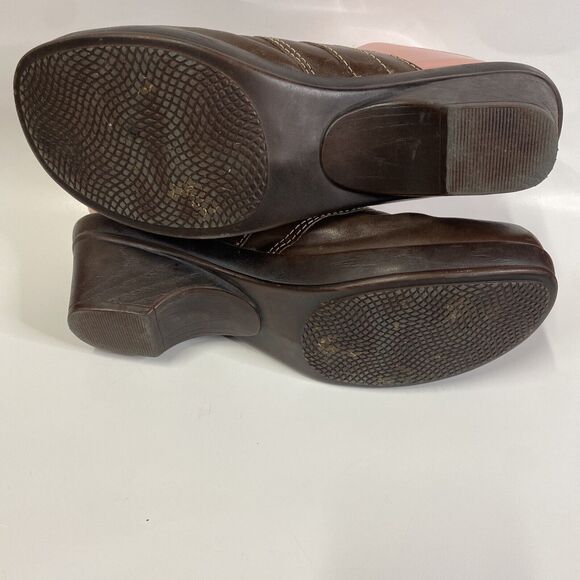 Naturalizer Brown Leather Clogs Women's Sz 10M Lial Mules S110 Metal Accents - Picture 12 of 15